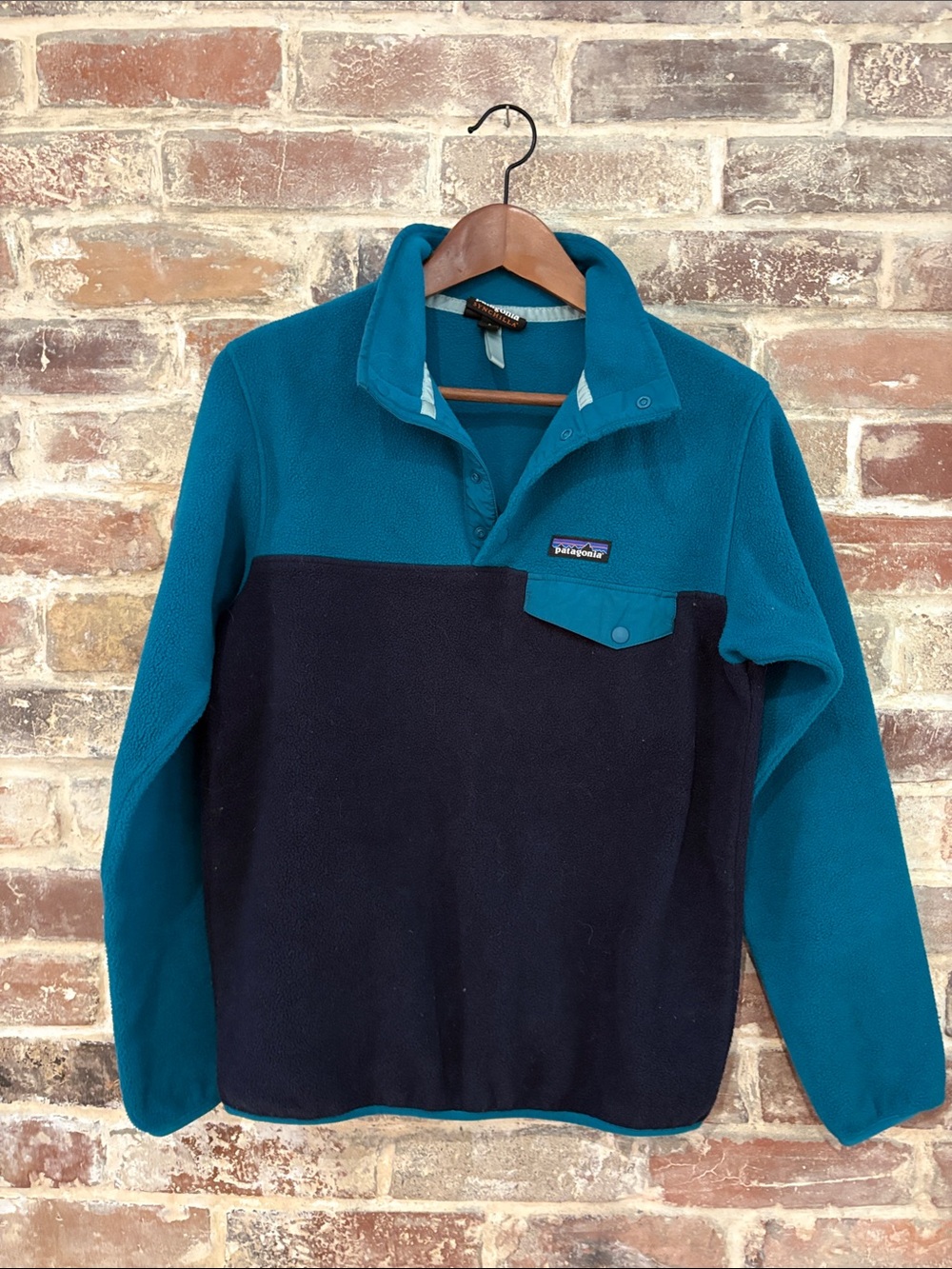 Patagonia Teal & Navy Half-Snap Fleece Pullover